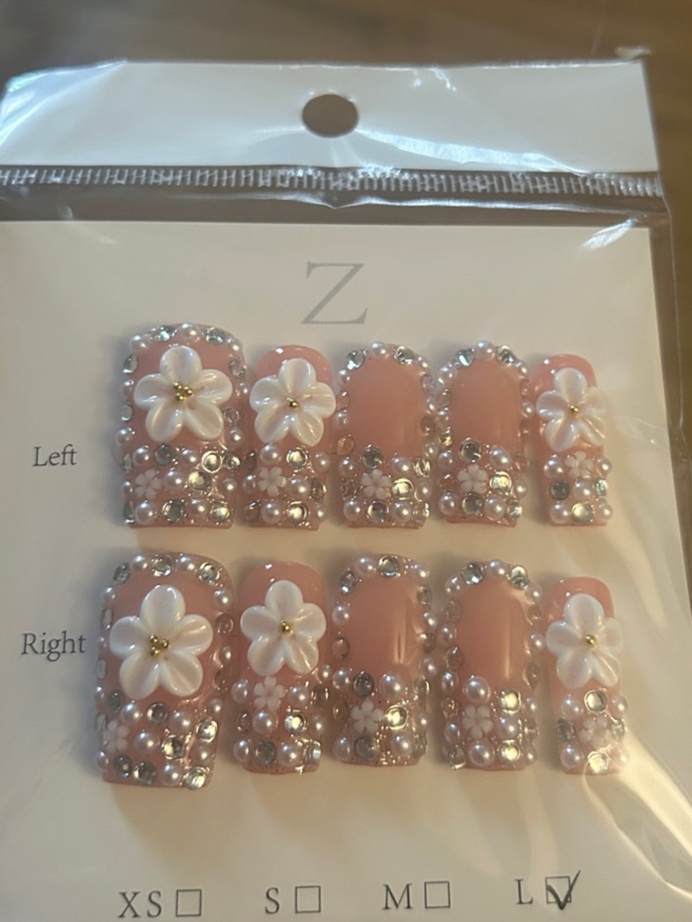Embellished Pink Floral Press-On Nails
